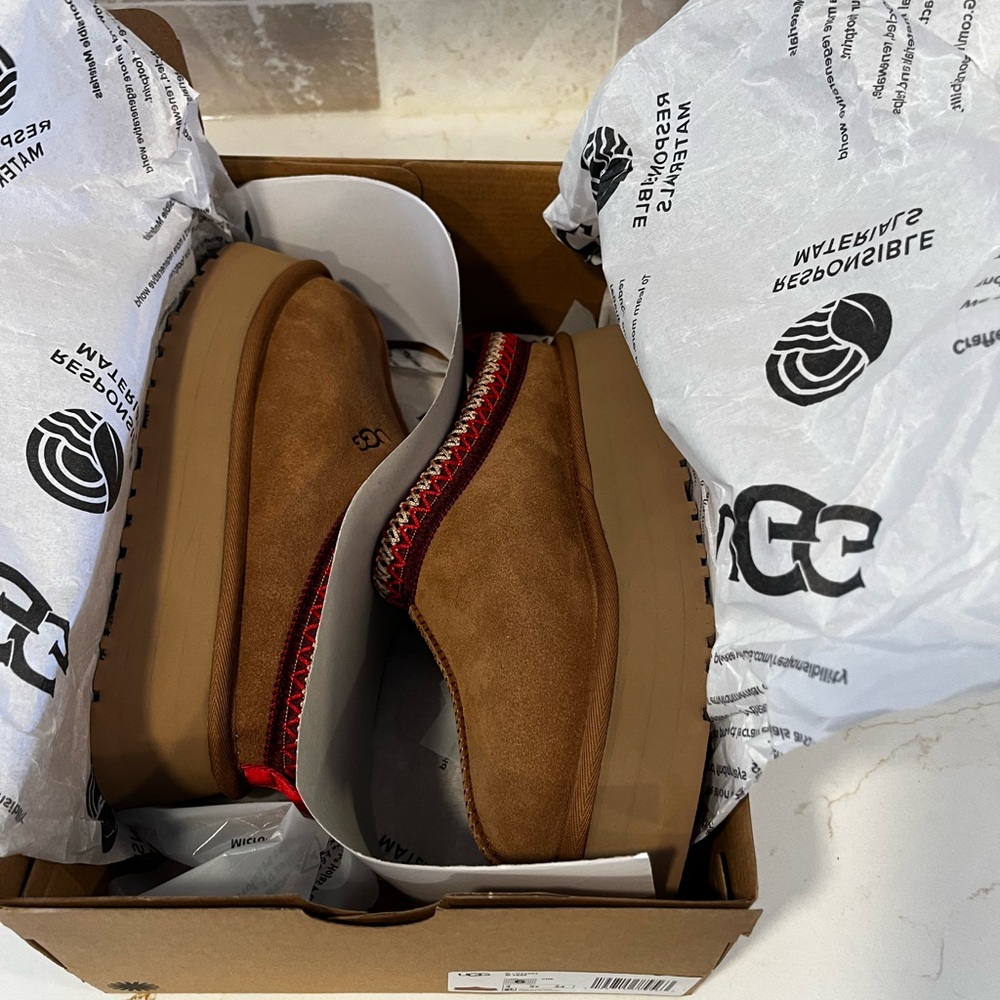 Ugg Tazz Platform Slippers Chestnut Women’s Size 6